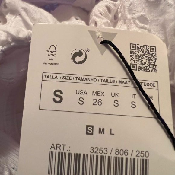 Zara White Ribbed Bodycon Ruffle Sleeve Mini Dress - NEW - S 3253806250 - Picture 8 of 8